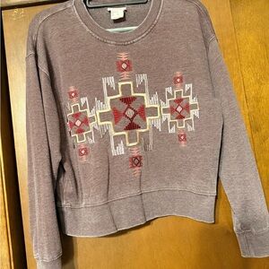 Ariat Brown Sweater with Red and Yellow Accents